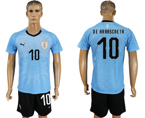 Uruguay #10 De Arrascaeta Home Soccer Country Jersey